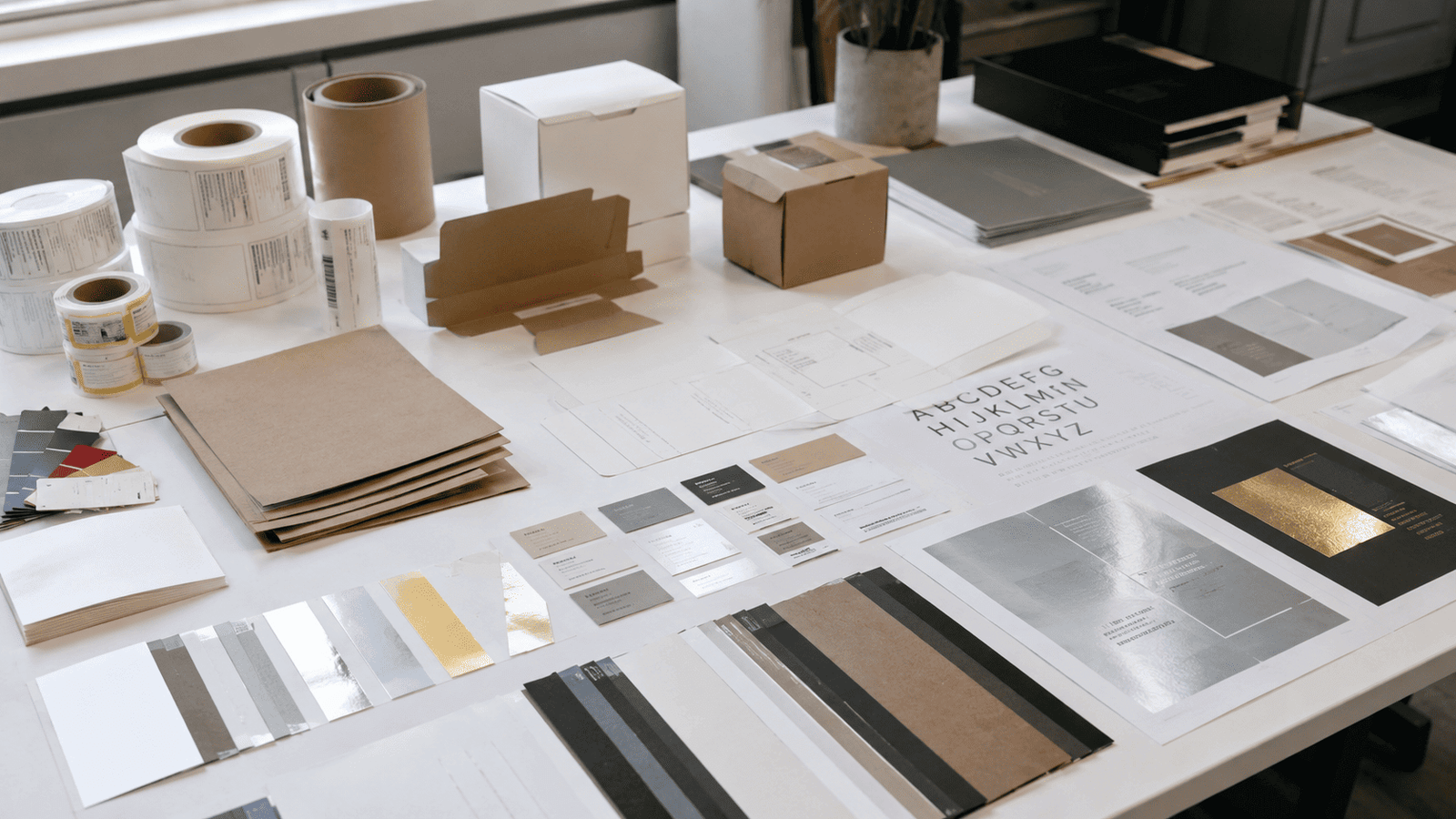 Packaging material samples and finishing options