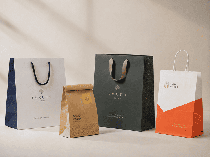 Custom printed paper bags for retail, gift and takeaway packaging